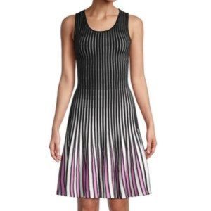 🆕 Milly Sleeveless Engineered Linear Fit and Flare Godet Stripe Dress! 💥